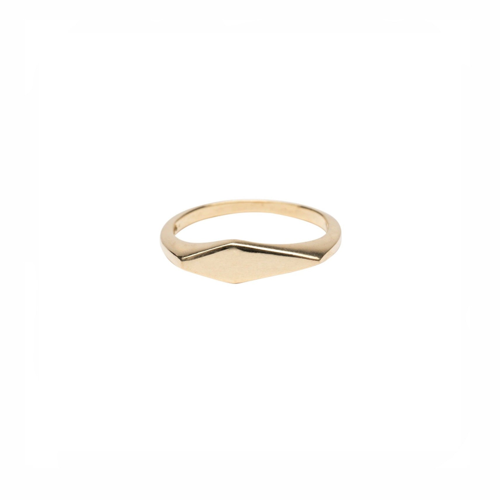 14k Gold Diamond Shaped Signet Ring
