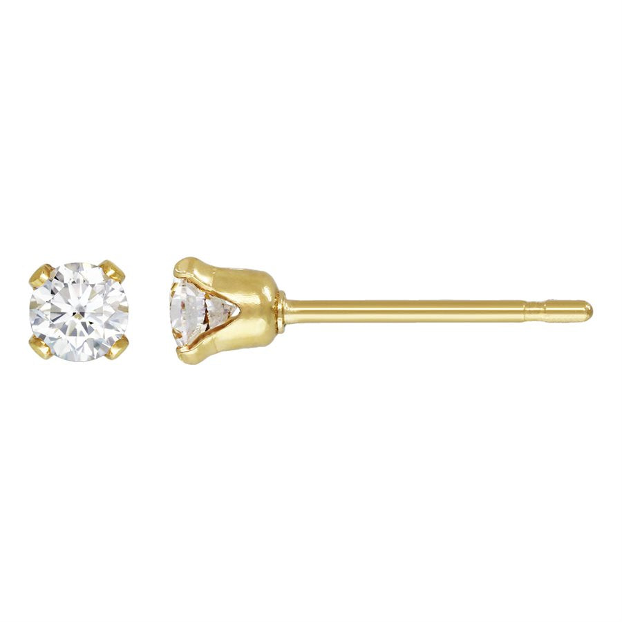 Gold Filled Crystal Studs | White