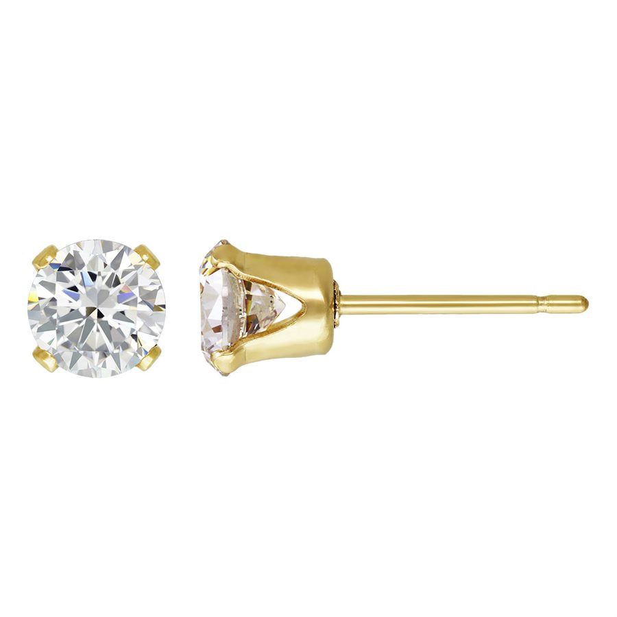 Gold Filled Crystal Studs | White