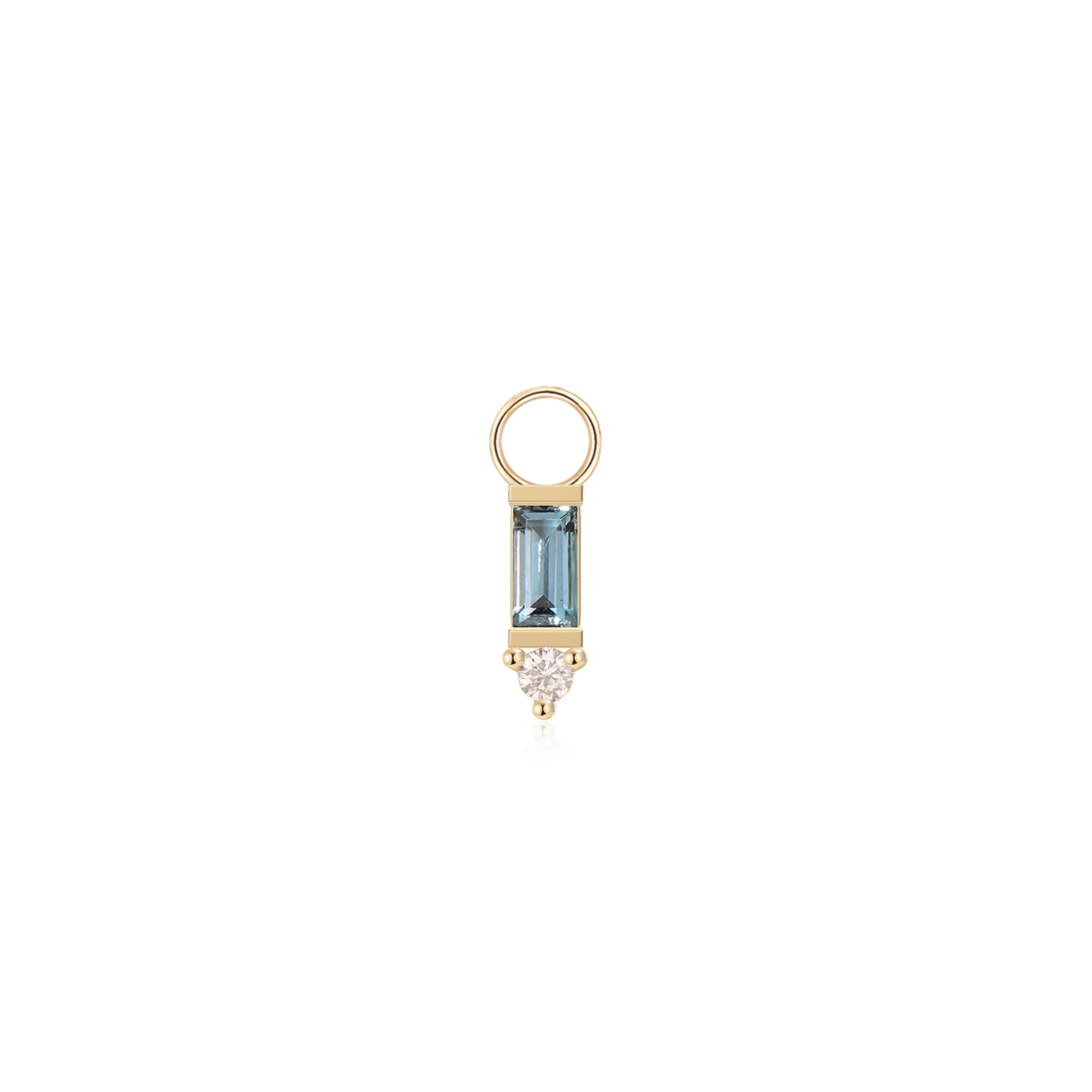 14k Diamond and Blue Topaz Hoop Charm