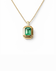 14k Mini Emerald Tiered Bezel Necklace