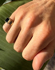 14k Black Onyx Ribbed Ring