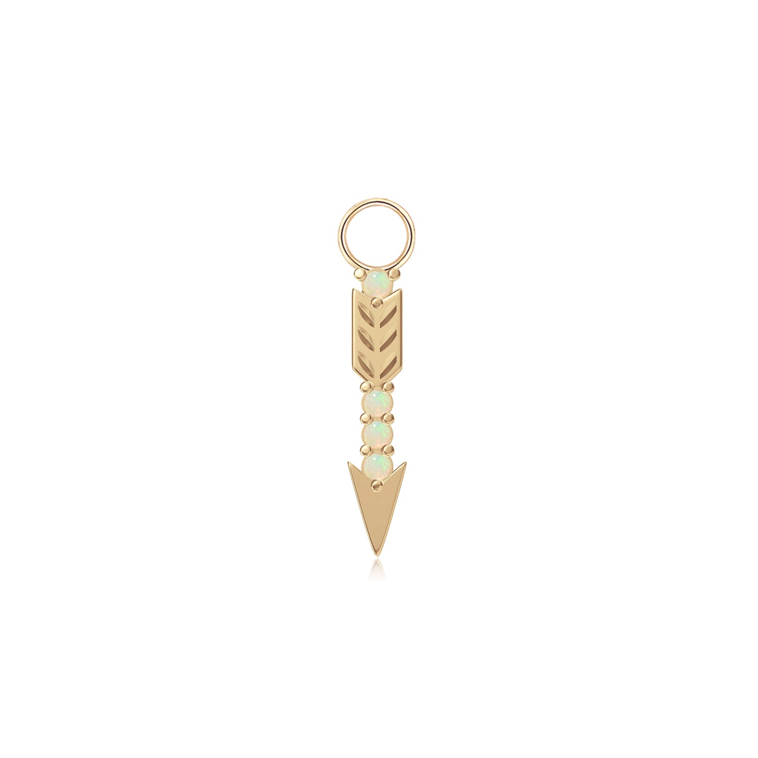 14k Opal Arrow Hoop Charm
