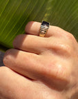 14k Black Onyx Ribbed Ring