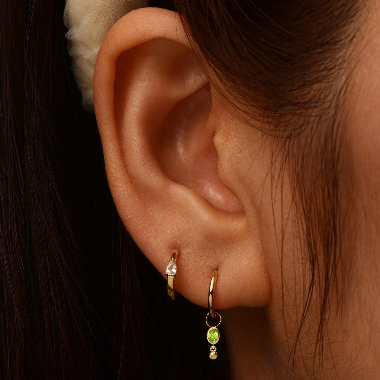 14k Peridot Hoop Charm