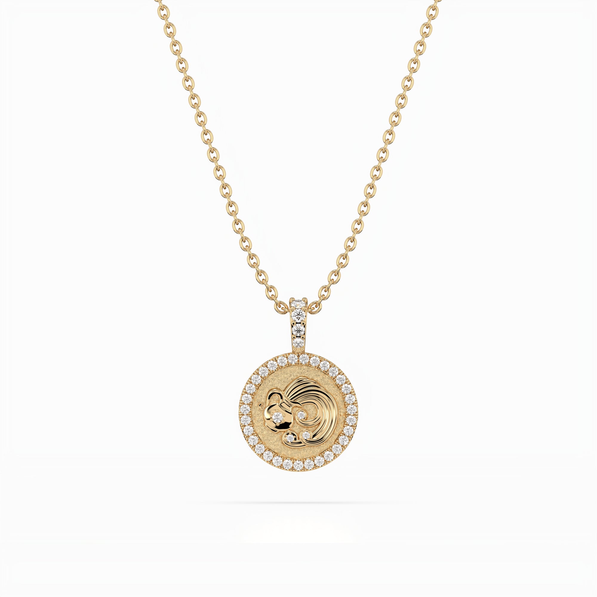 14k Diamond Halo Zodiac Necklace