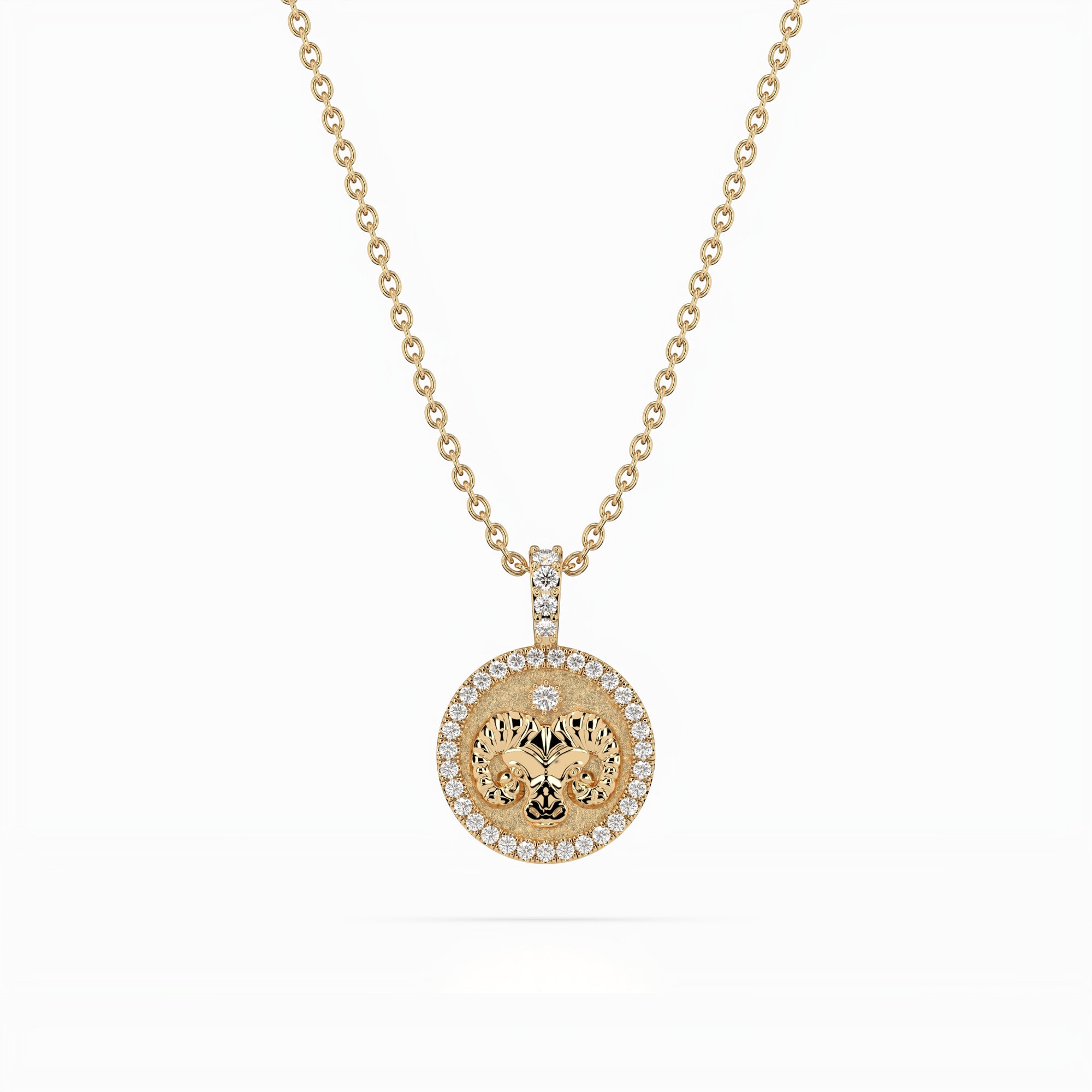 14k Diamond Halo Zodiac Necklace