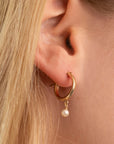 Gold Filled Pearl Clasp Hoops