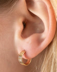 Gold Filled Triple Line Post Hoops