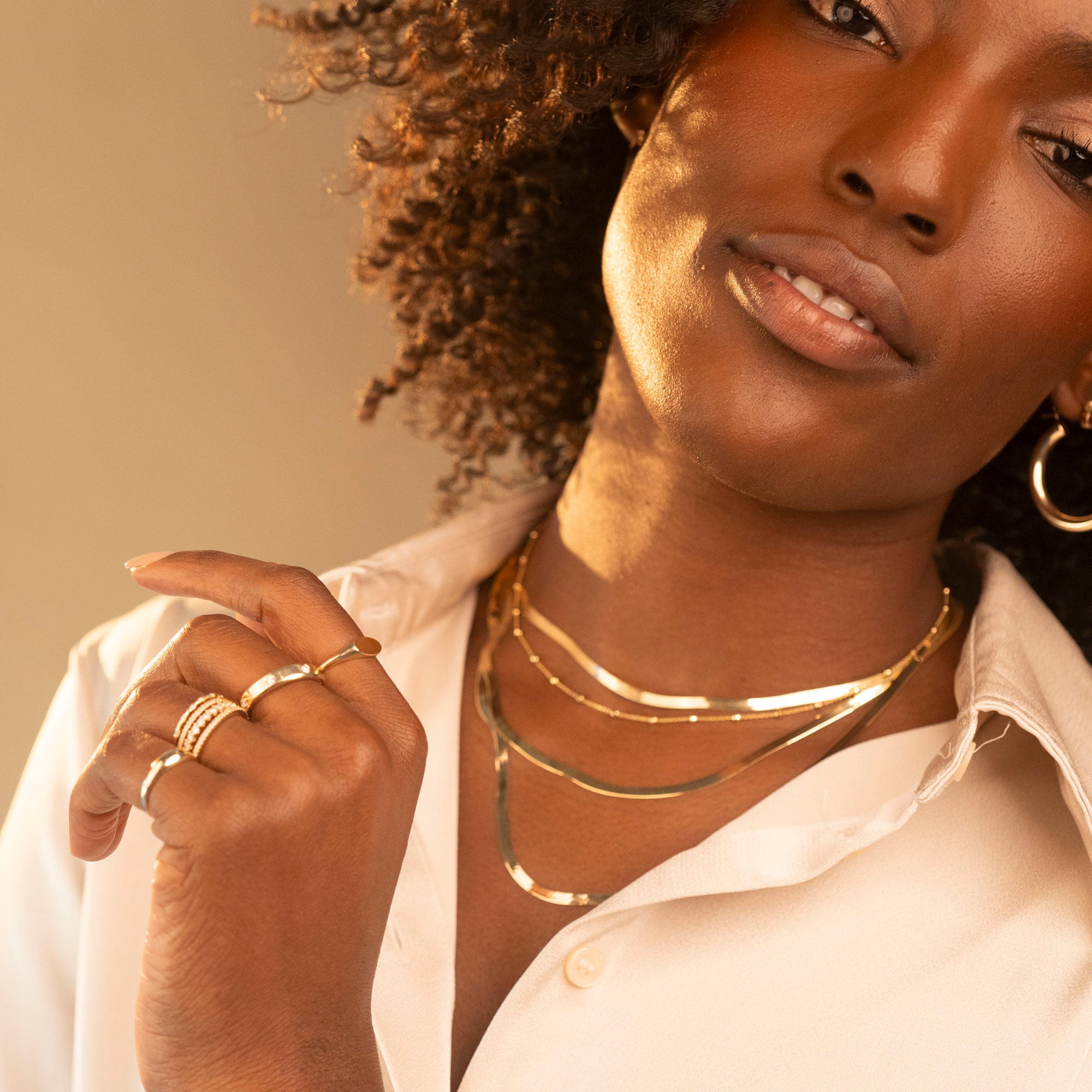 14k Disco Satellite Necklace