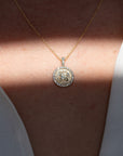 14k Diamond Halo Zodiac Necklace