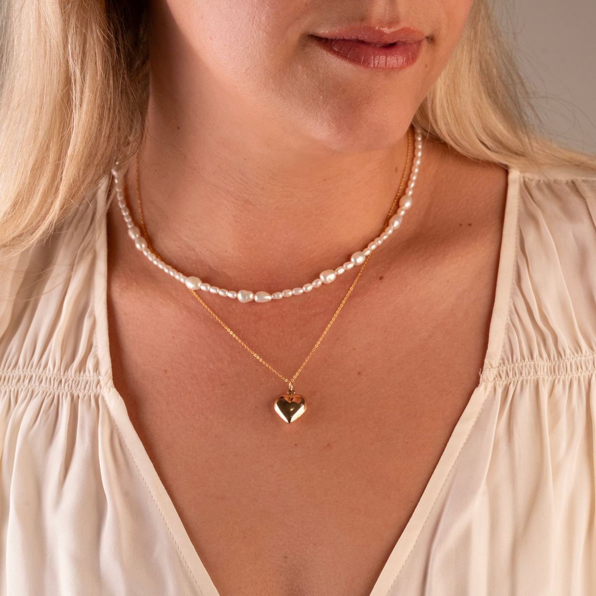 Gold Filled Puffy Heart Necklace
