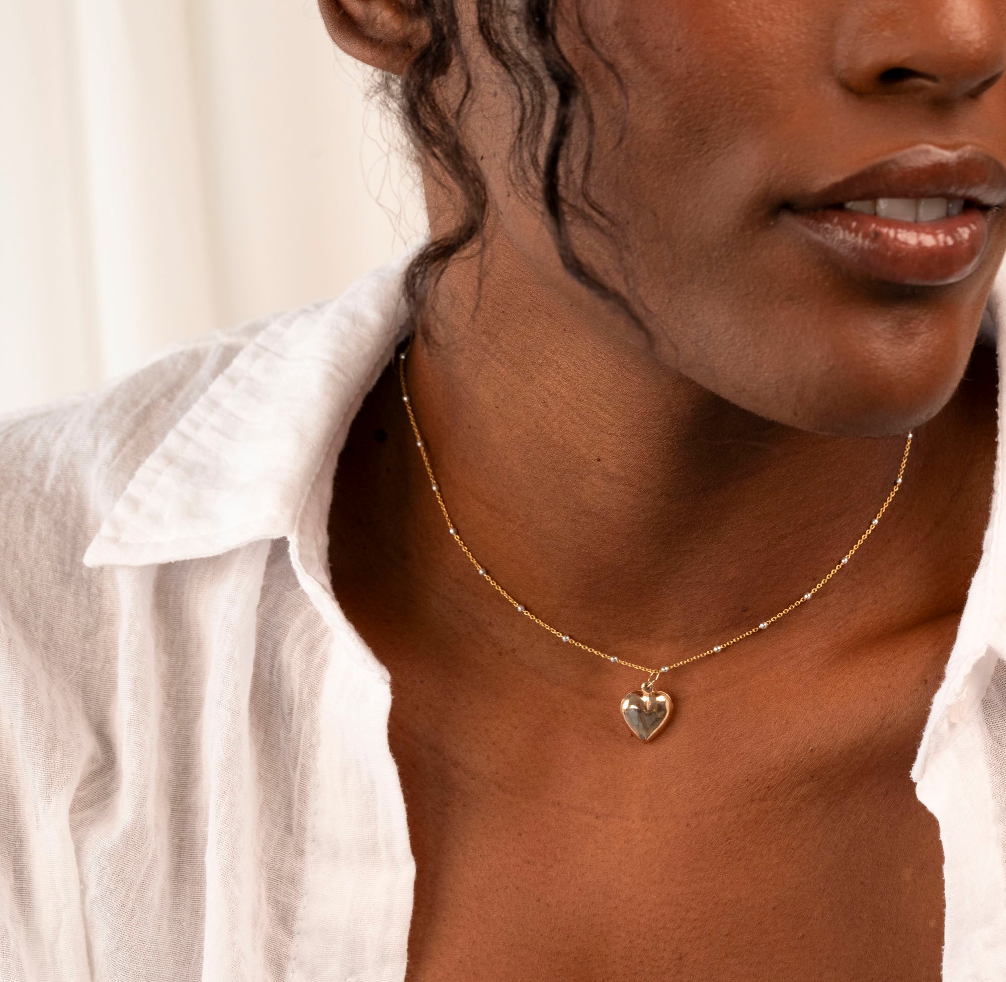 Gold Filled Puffy Heart Necklace