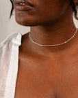 Silver Oval Beaded Satellite Necklace