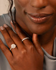 14k Cushion Cut Triple Pave Ring