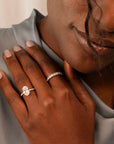 14k Oval Solitaire Pave Band | Hidden Halo