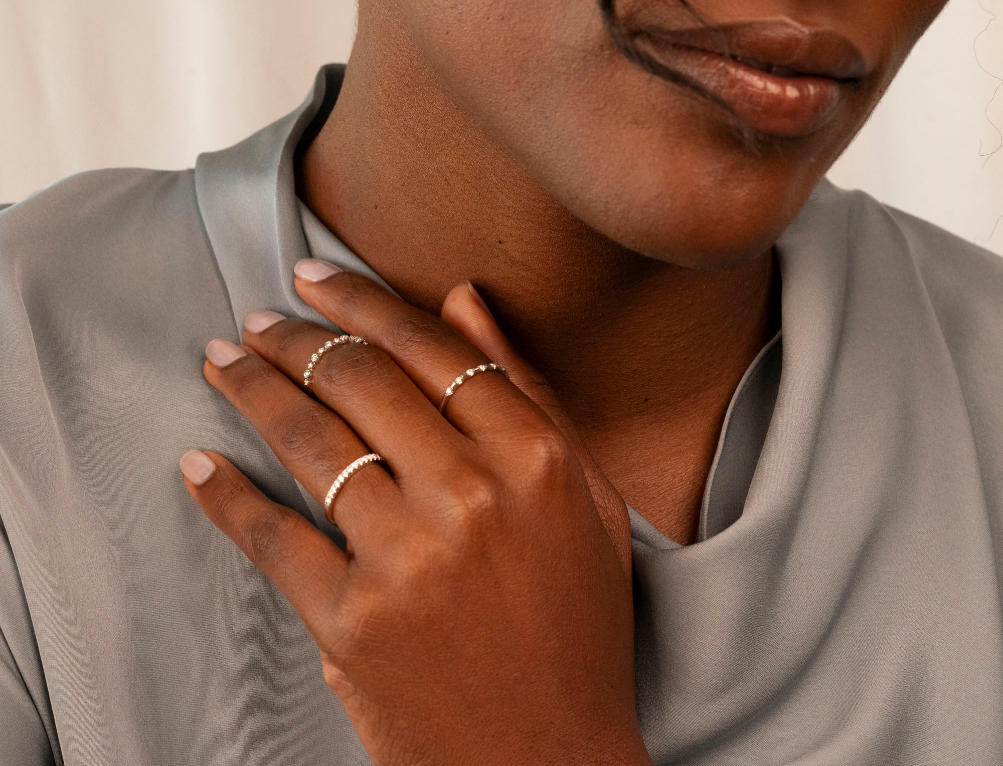 14k Half Eternity Diamond Band | 2mm