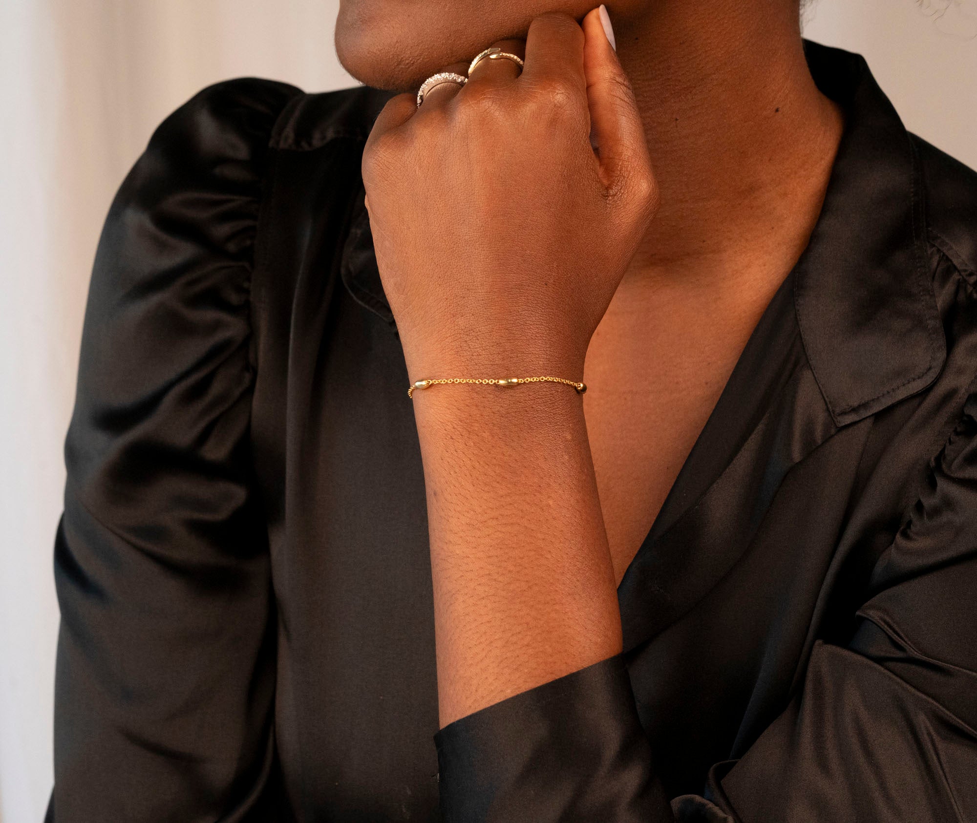 Gold Filled Oval Beaded Satellite Bracelet