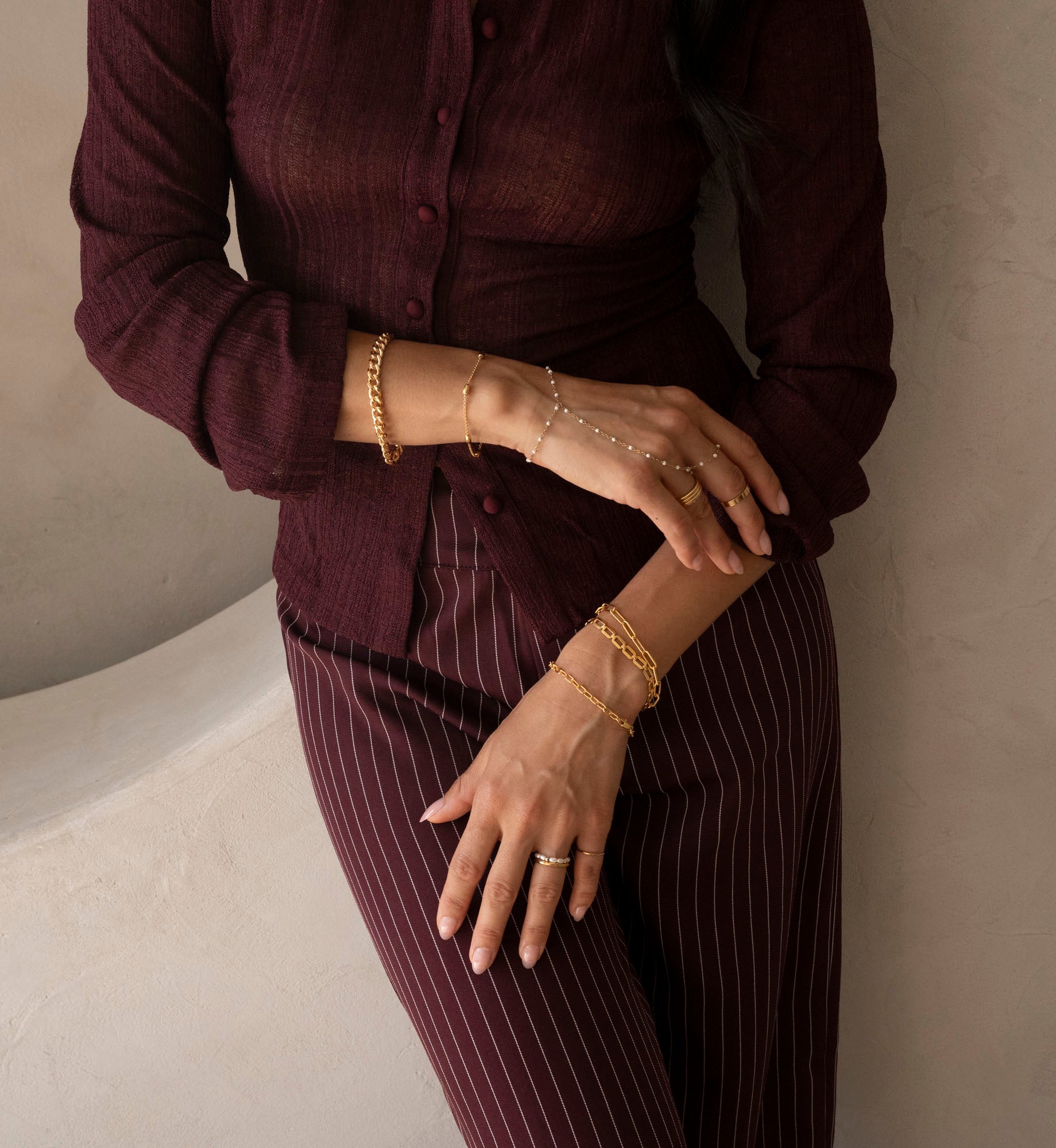 Gold Filled Oval Beaded Satellite Bracelet