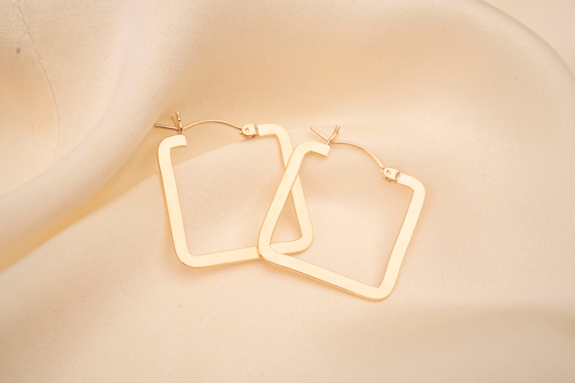 Gold Filled Flat Square Hoops