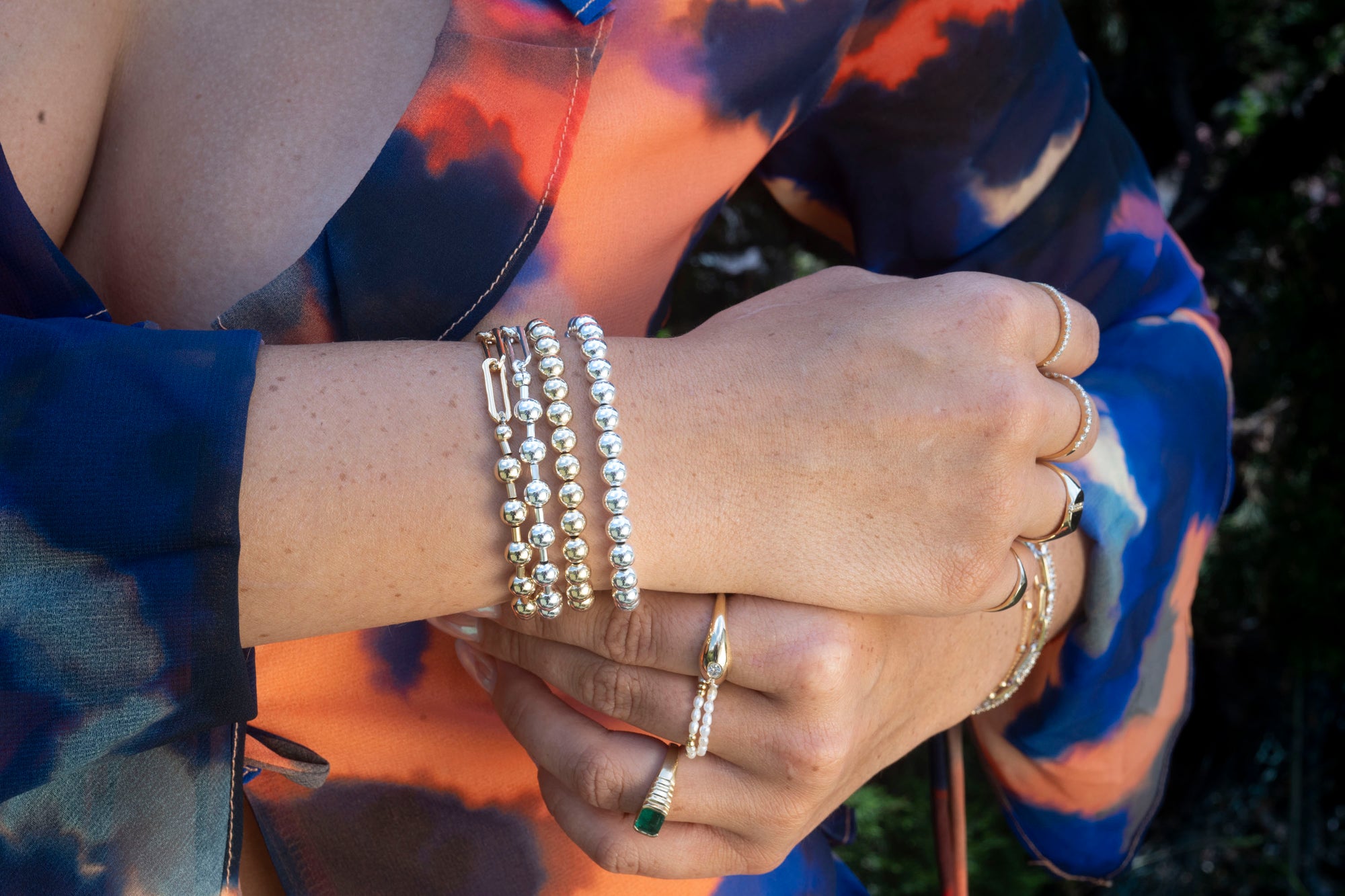 Silver Beaded Paperclip Bracelet