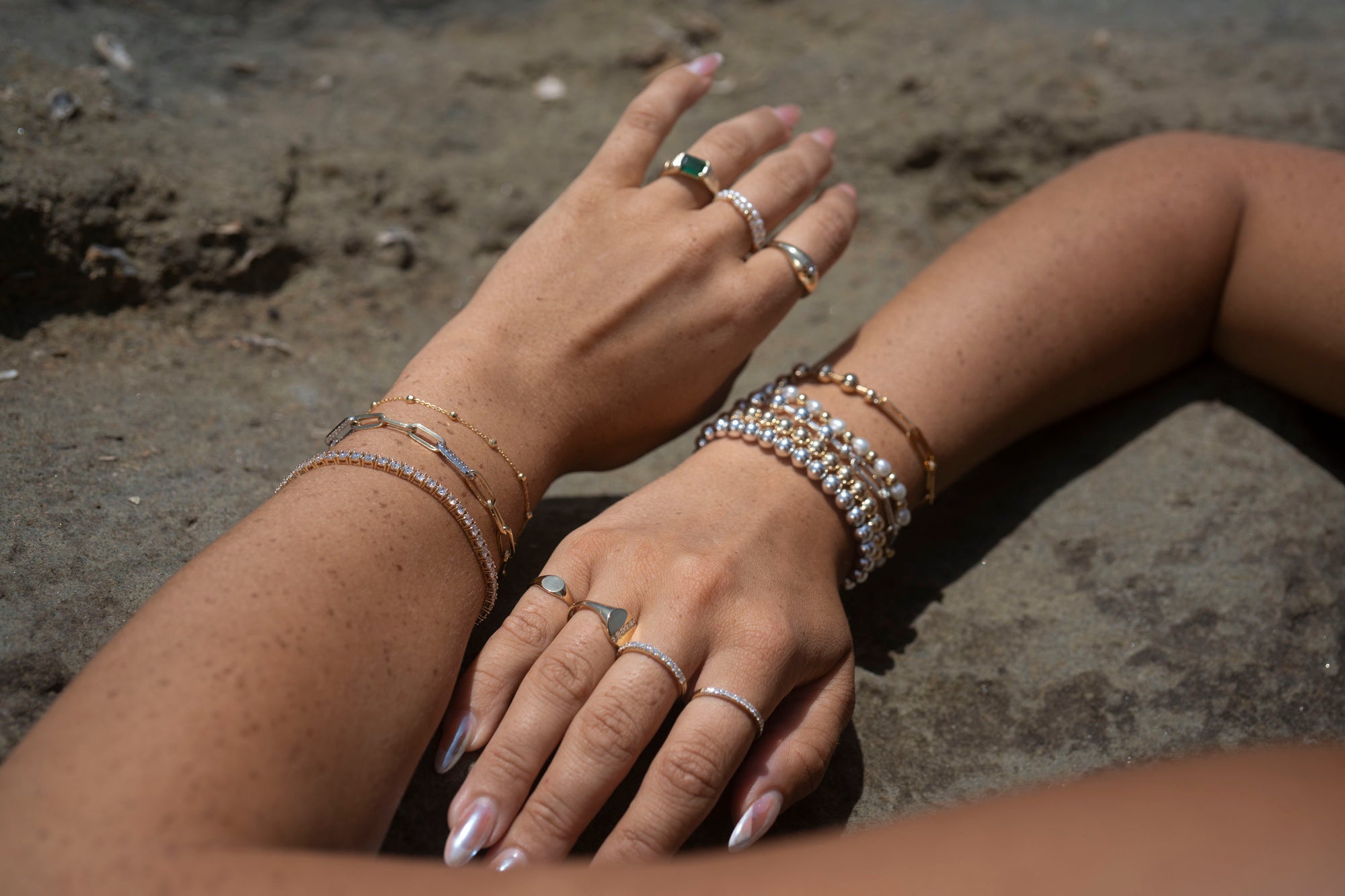 Silver Beaded Paperclip Bracelet