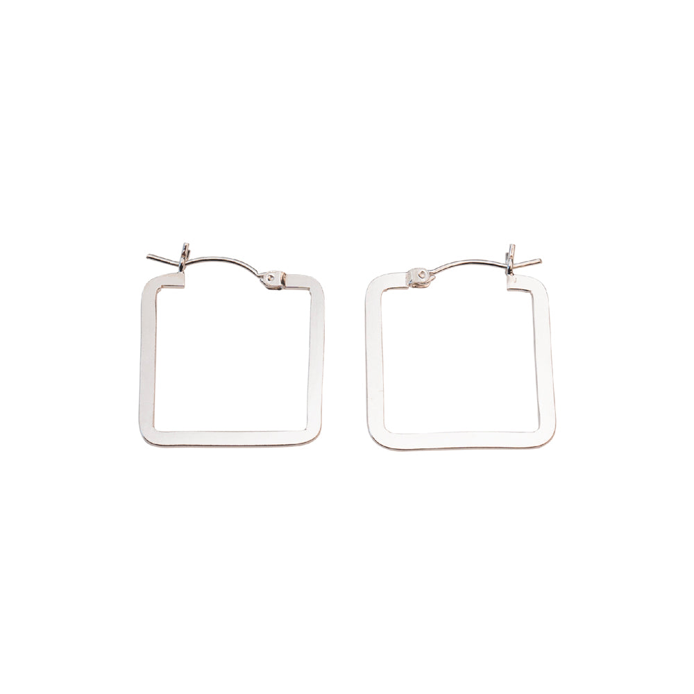 Silver Square Flat Hoops