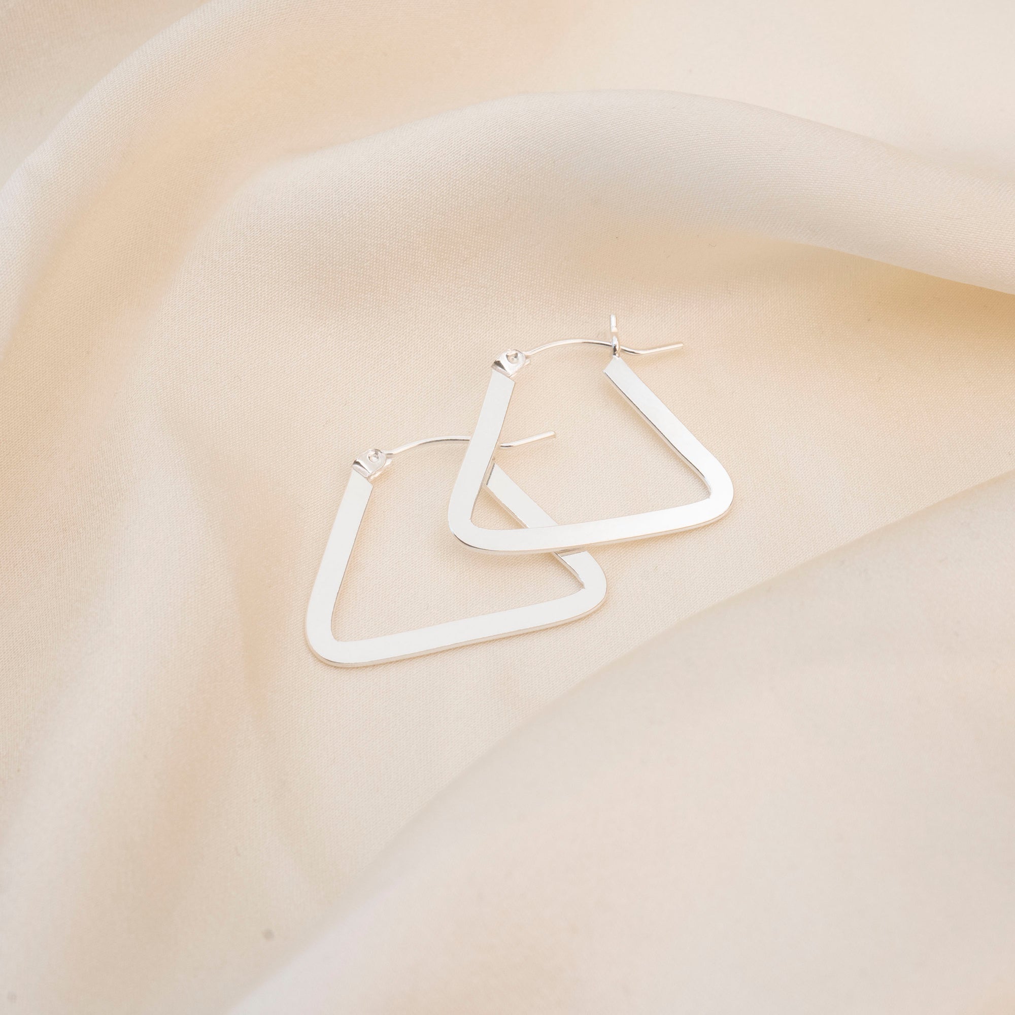 Silver Flat Triangle Hoops