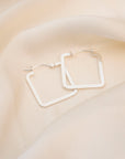 Silver Square Flat Hoops