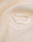 Silver Flat Shape Oval Hoops