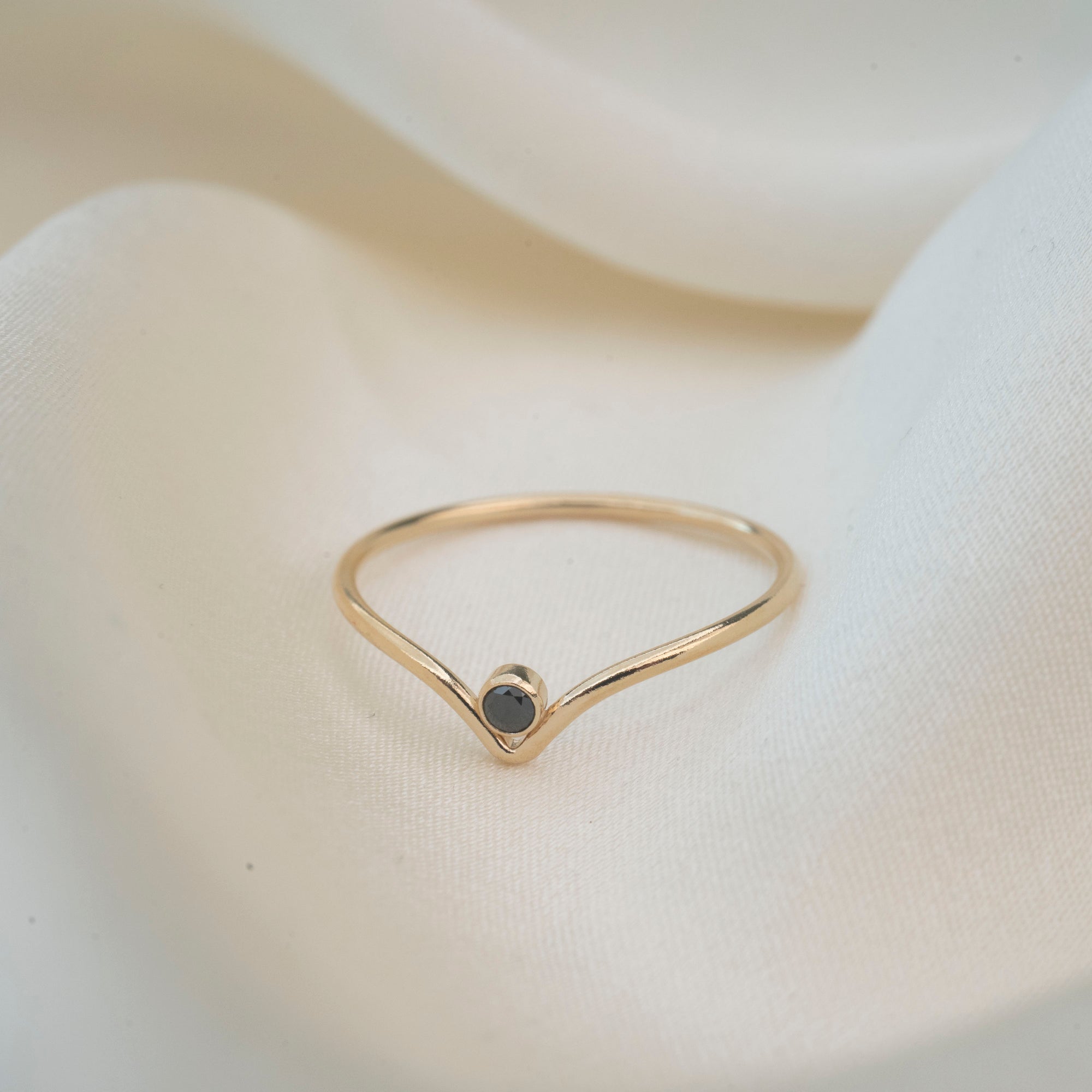 Gold Filled Black Crystal Chevron Stacker