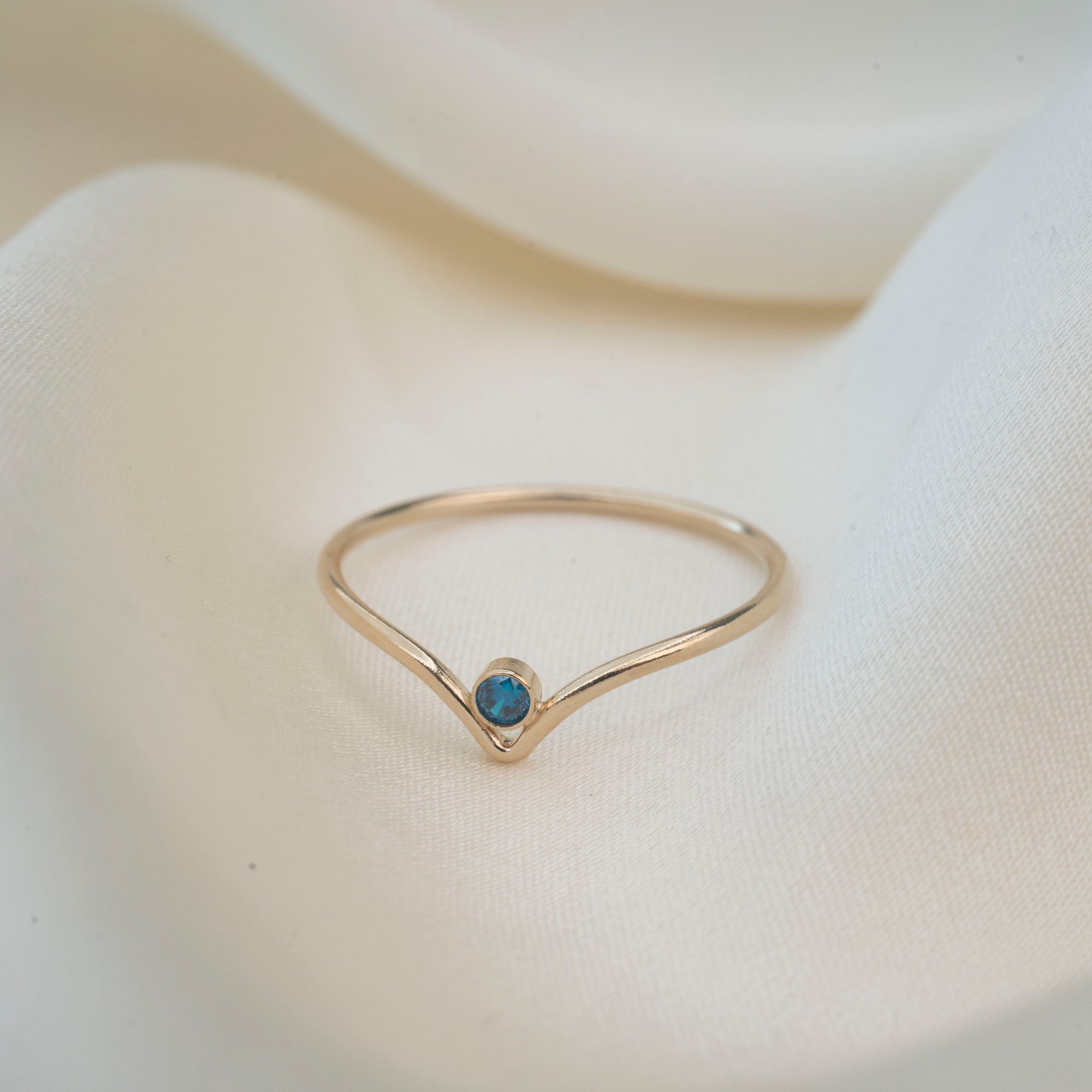 Gold Filled Aqua Blue Crystal Chevron Stacker