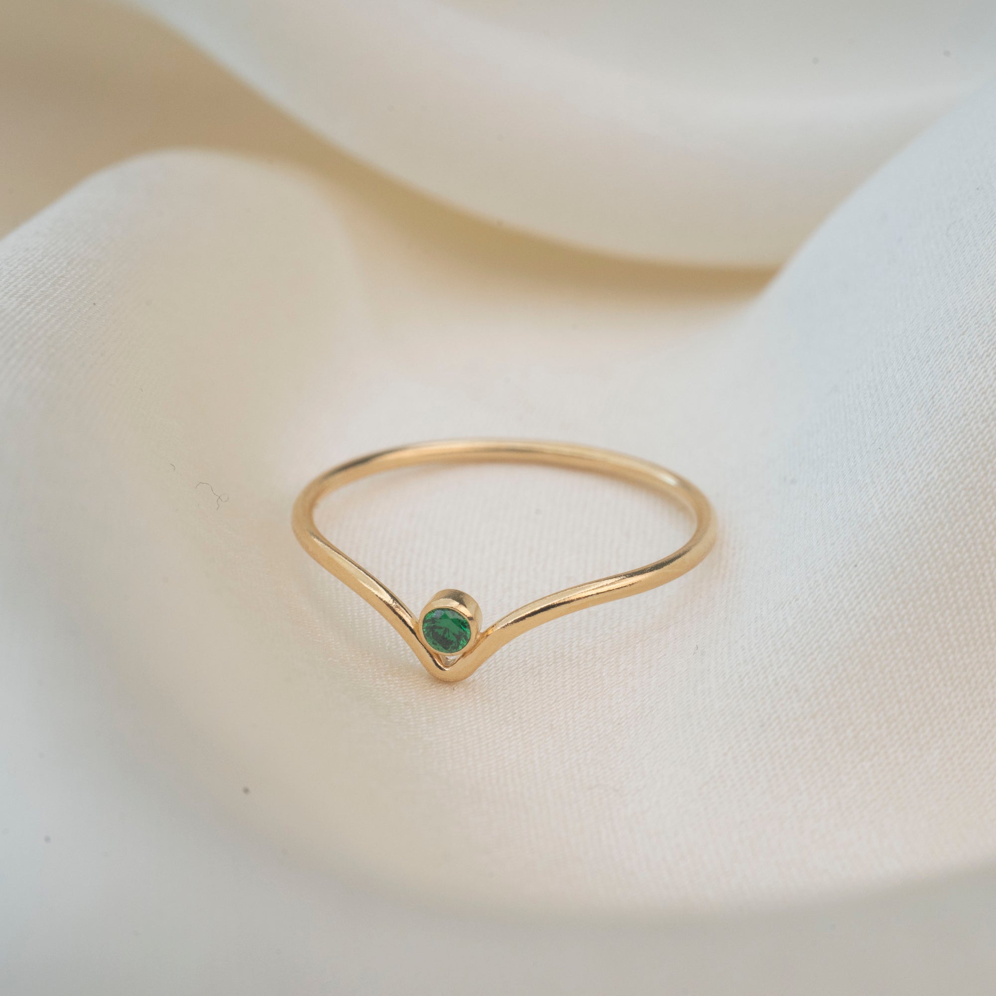 Gold Filled Emerald Chevron Stacker
