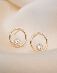 Gold Filled Circle Crystal Studs