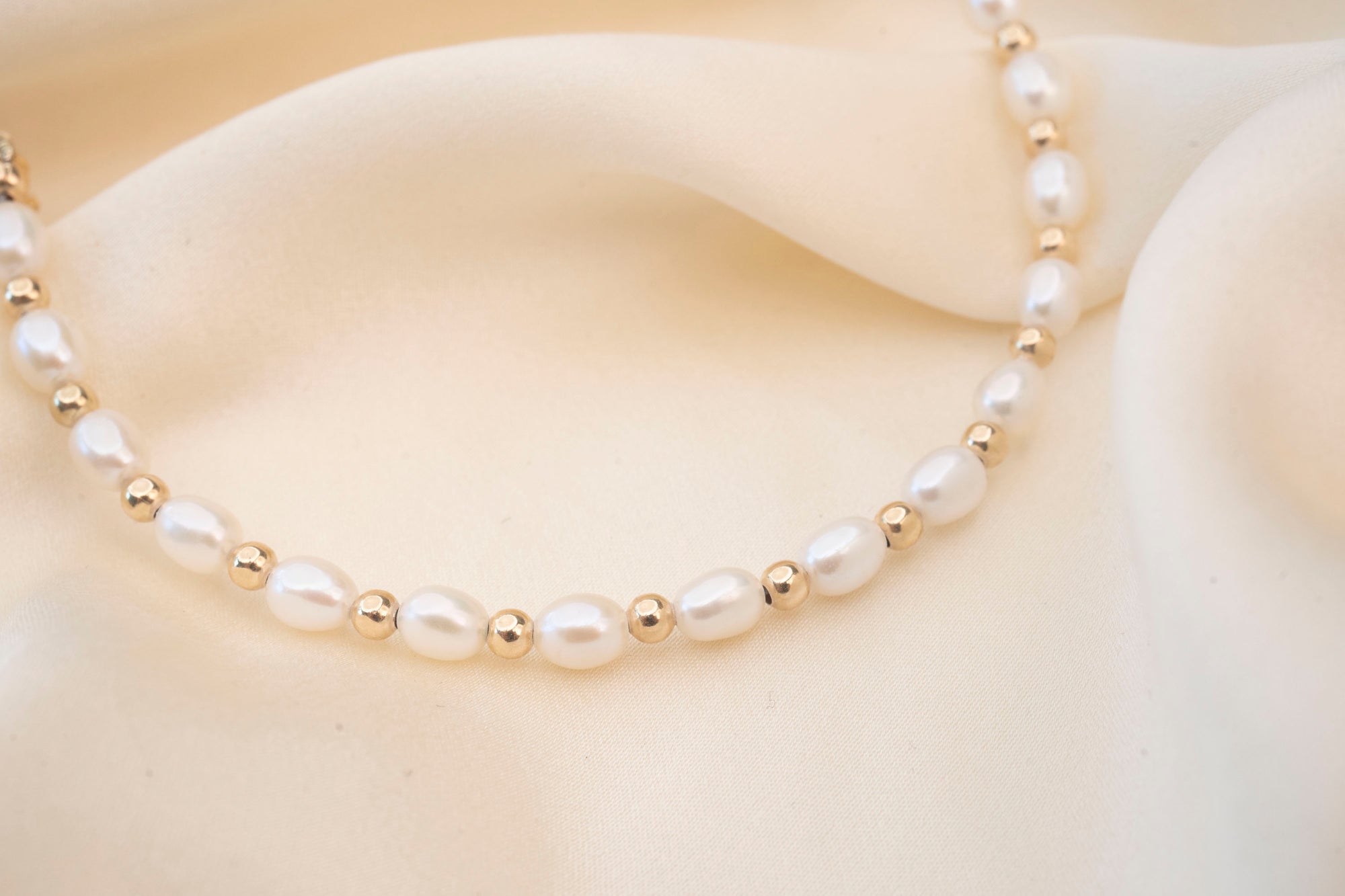 Gold Filled Beads and Pearl Necklace