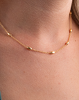 Gold Filled Oval Beaded Satellite Necklace