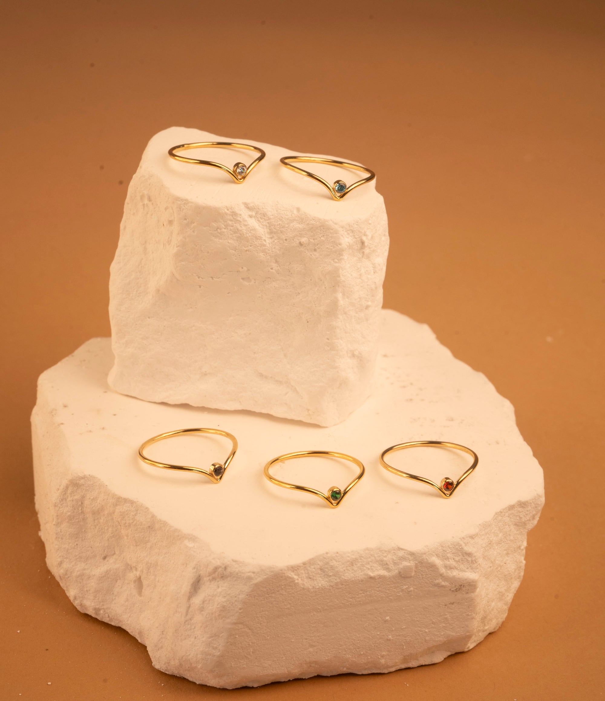 Gold Filled Crystal Chevron Stacker