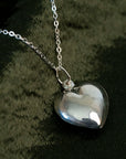 Silver Puffy Heart Necklace