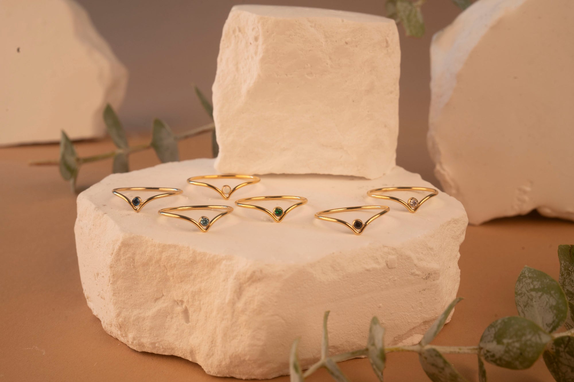 Gold Filled Crystal Chevron Stacker