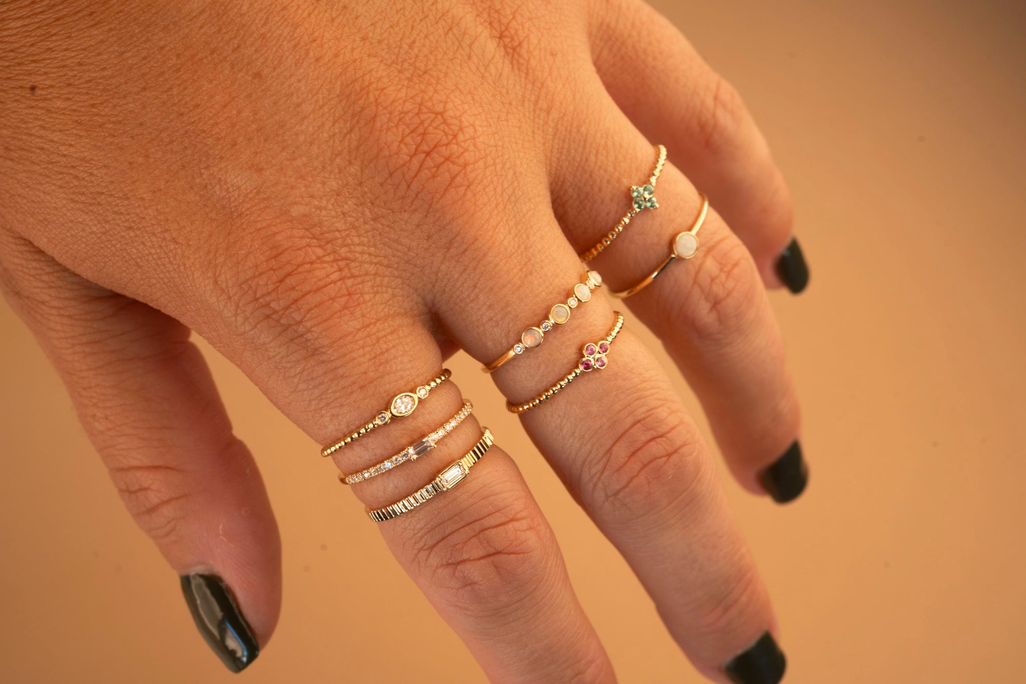 14k Diamond Opal Ring