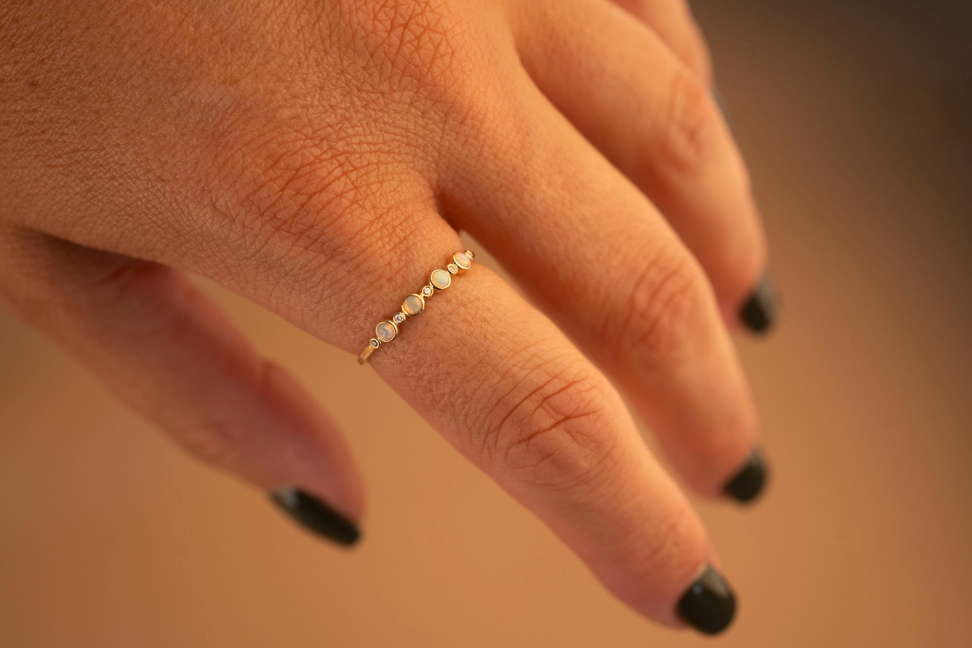 14k Diamond Opal Ring