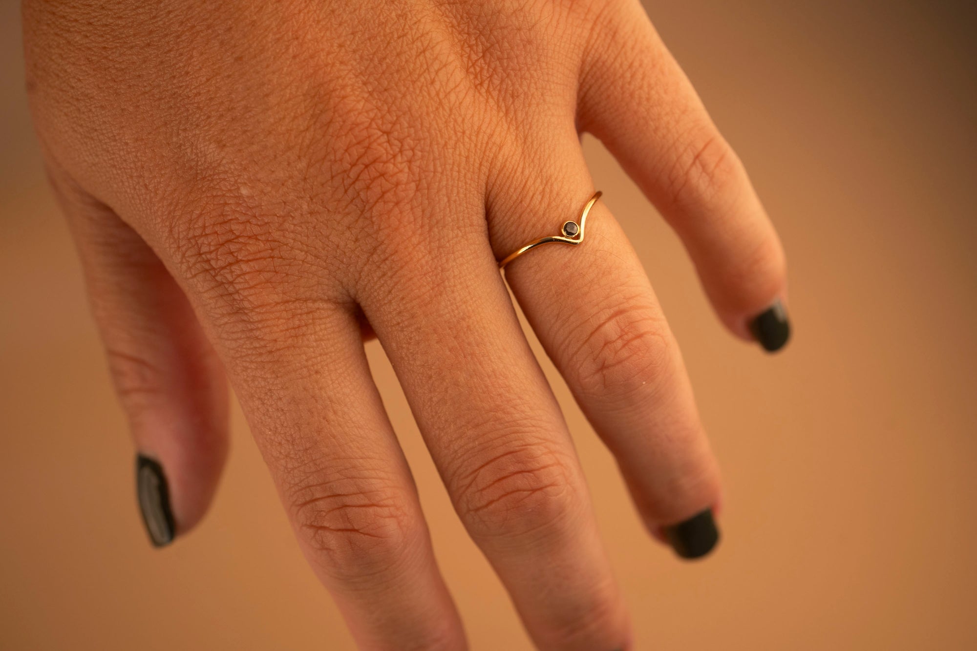 Gold Filled Black Crystal Chevron Stacker