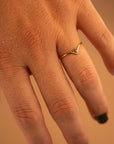 Gold Filled Black Crystal Chevron Stacker