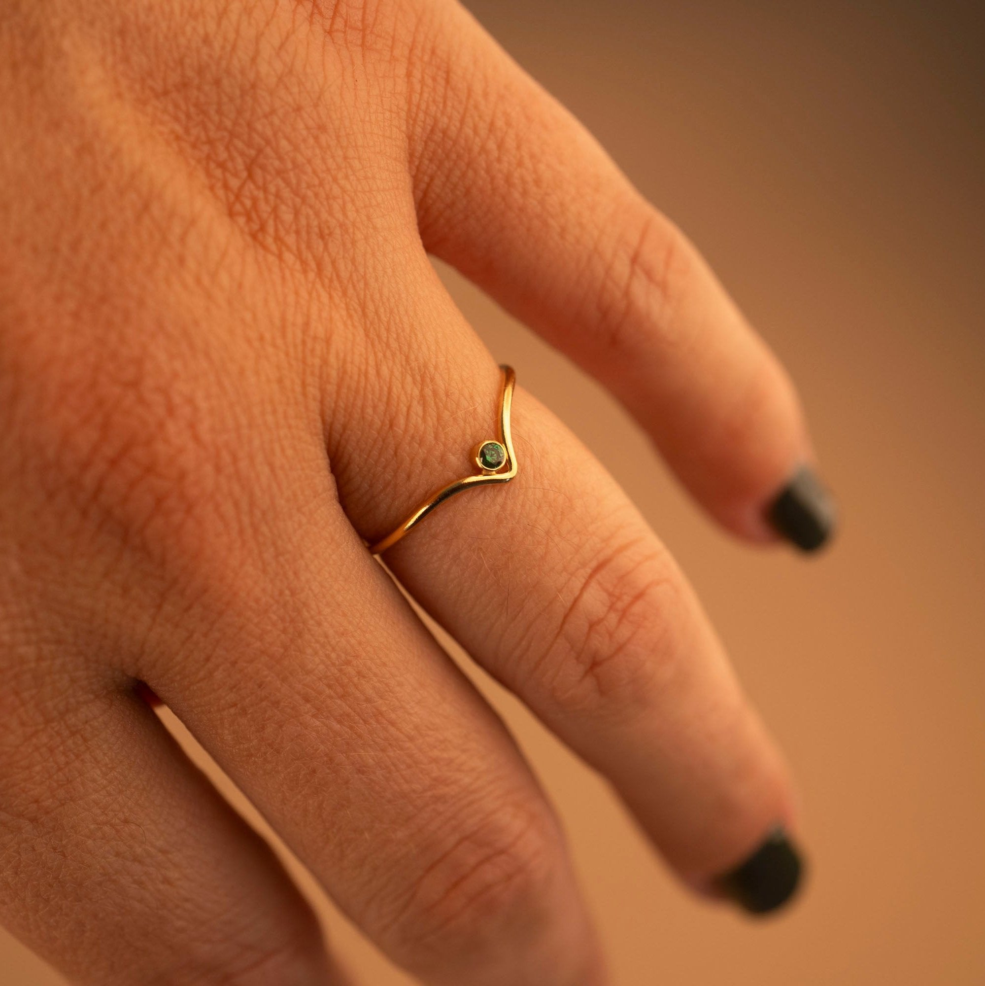 Gold Filled Emerald Chevron Stacker