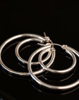 Silver Double Clasp Hoops