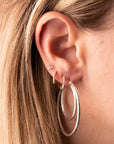 Silver Double Clasp Hoops