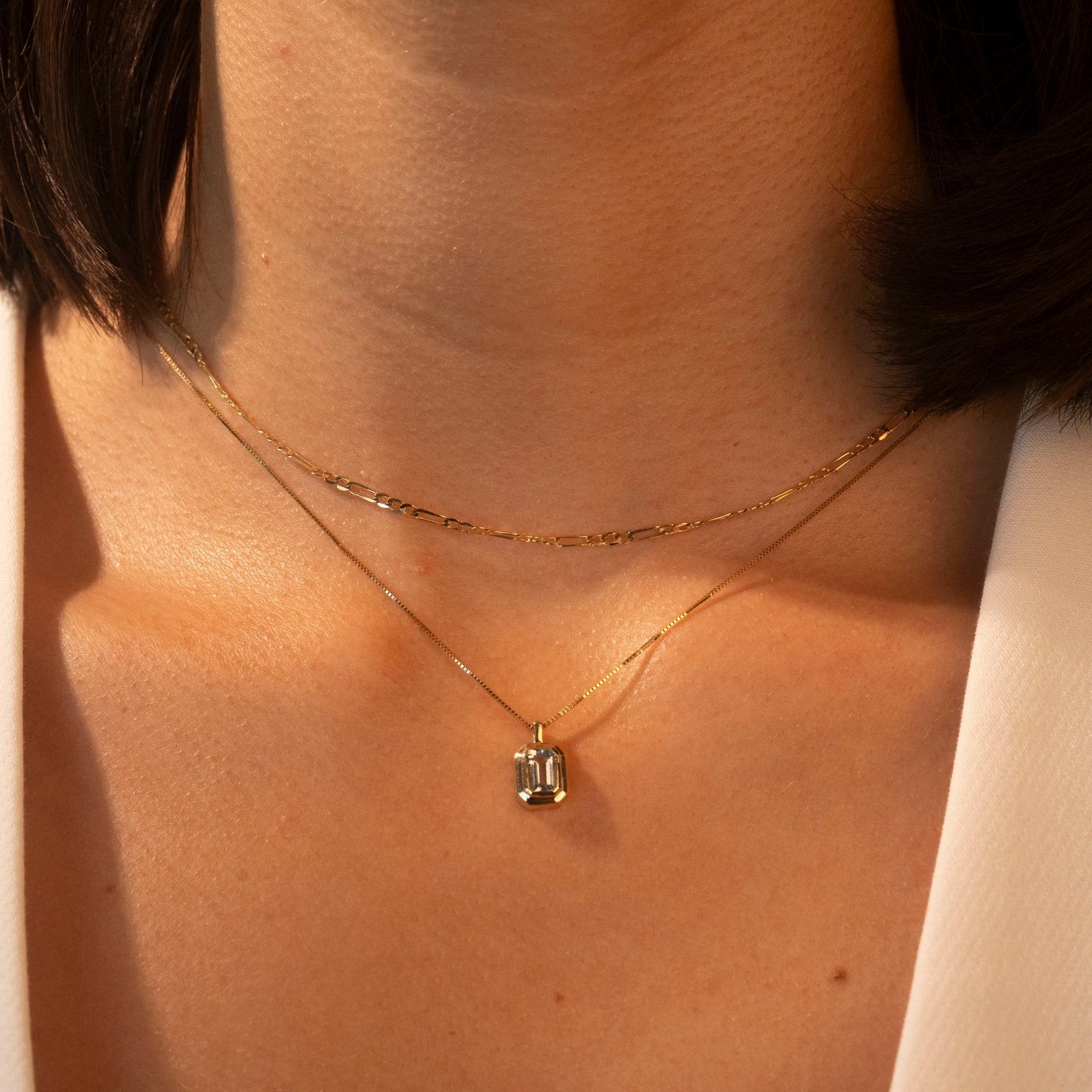 14k Mini Aquamarine Bezel Necklace