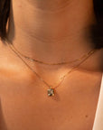 14k Mini Aquamarine Bezel Necklace
