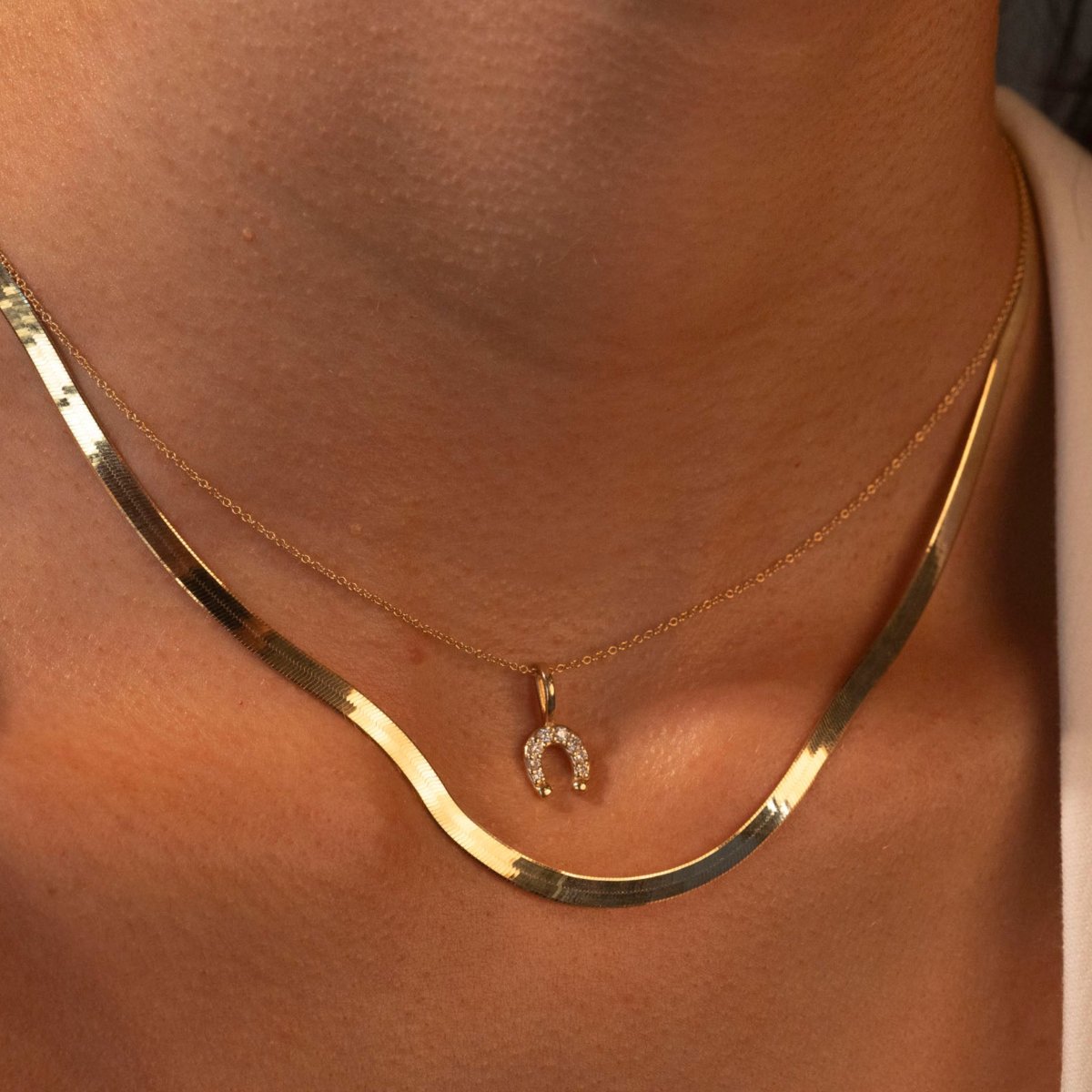 14k Diamond Horseshoe Necklace