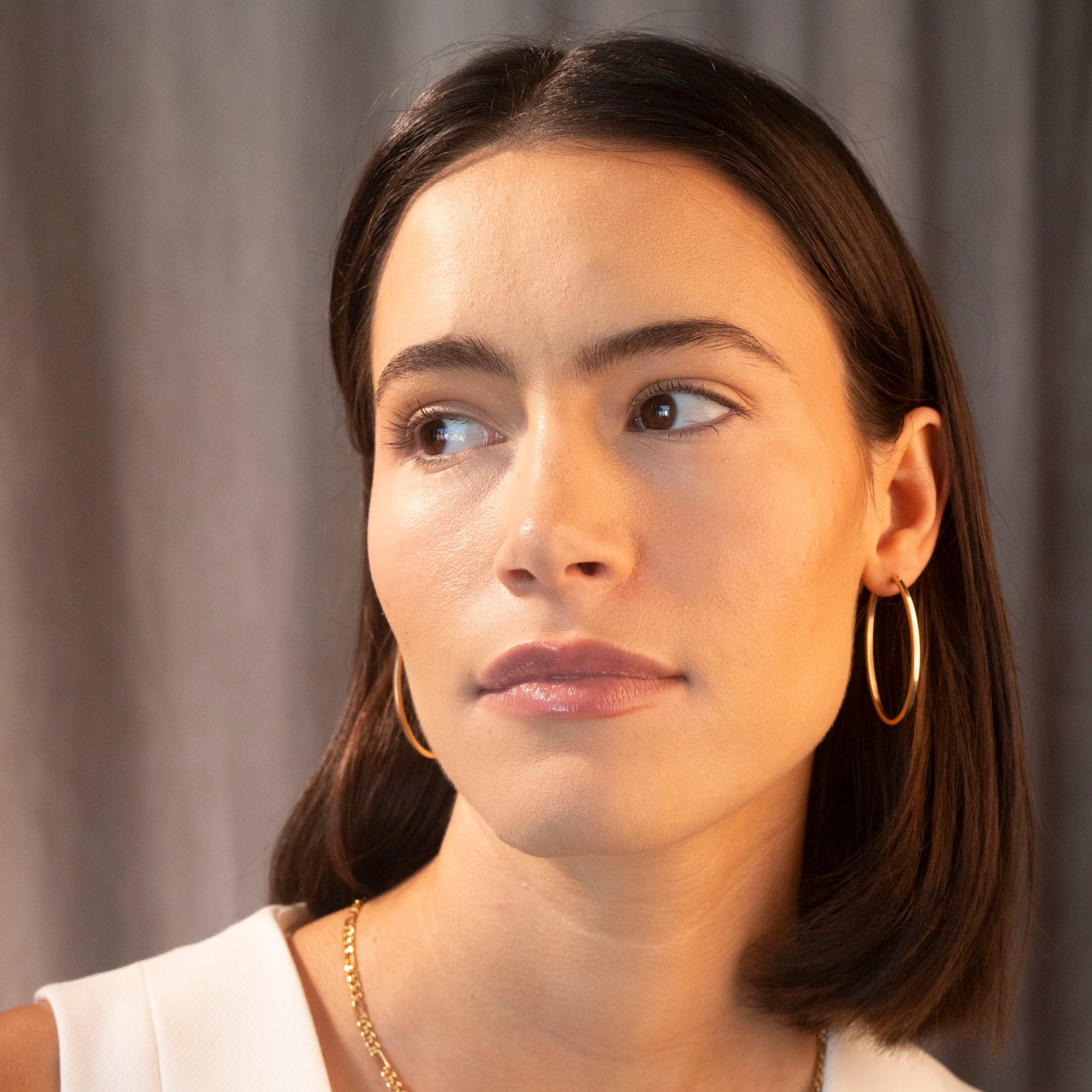 Silver Flat Shape Oval Hoops